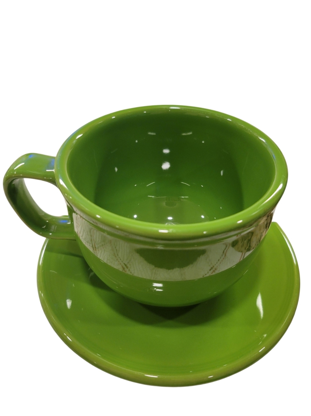 FiestaWare Shamrock Jumbo Mug & Saucer Set Green Oversized Coffee Cup HLC USA